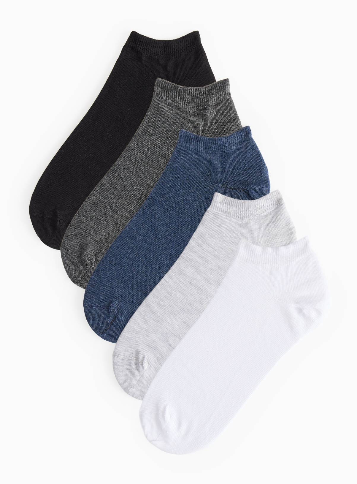 White, Grey & Black Sports Trainer Socks 5 Pack 6-8.5 - Image 1